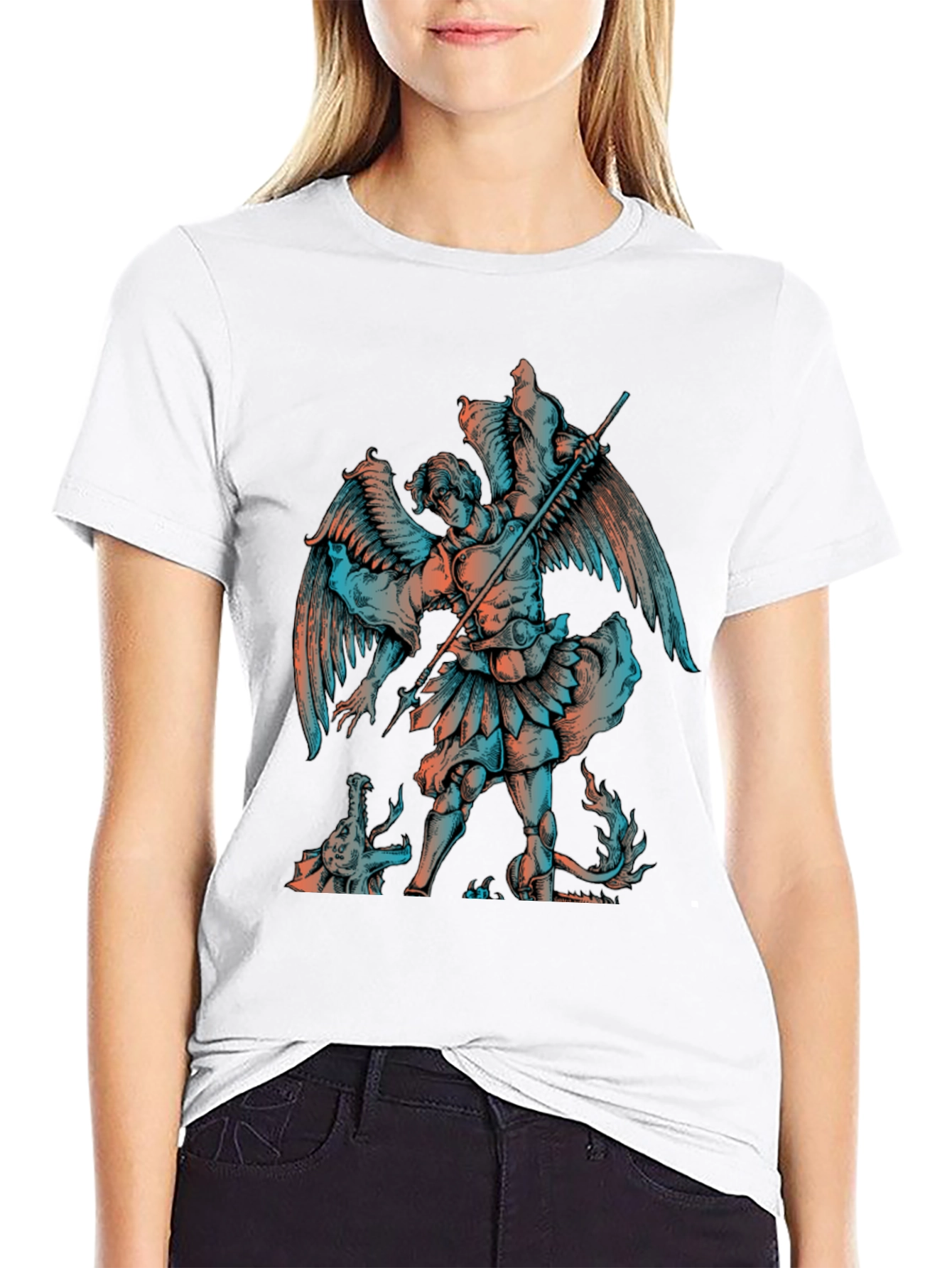 Angel vs Dragon Graphic Print T-Shirt