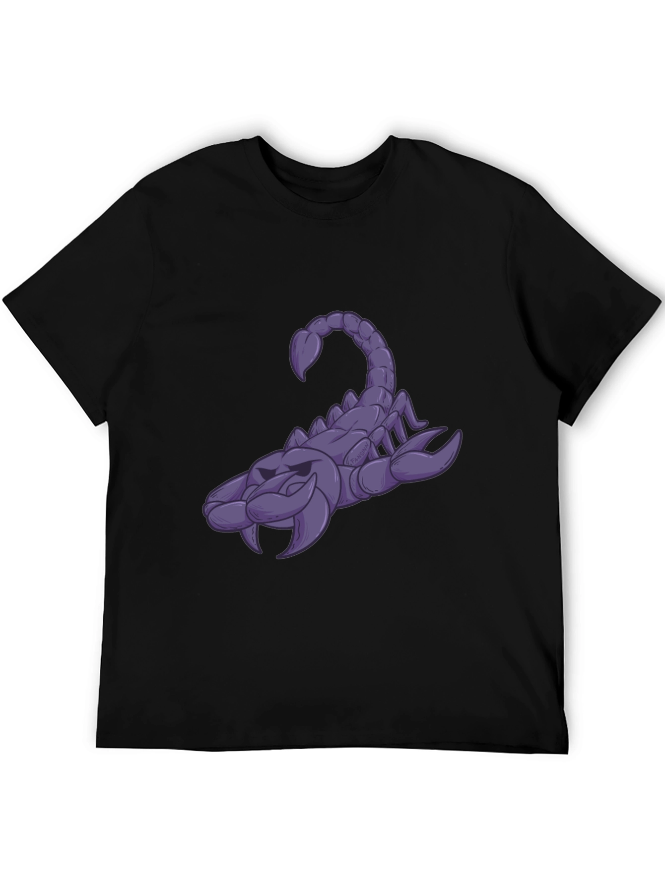 Black T-Shirt with Purple Cartoon Scorpion
