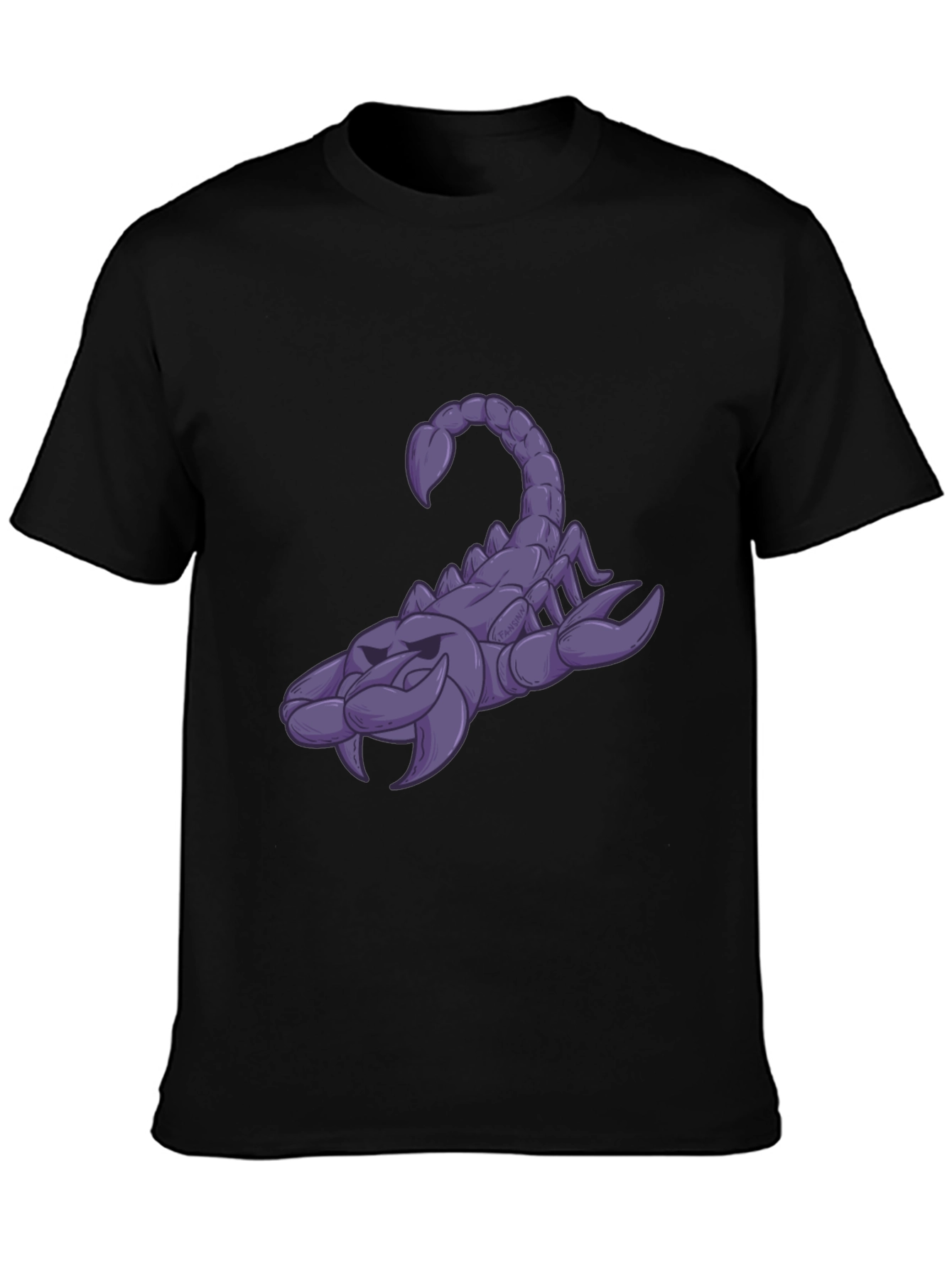 Black T-Shirt with Purple Cartoon Scorpion
