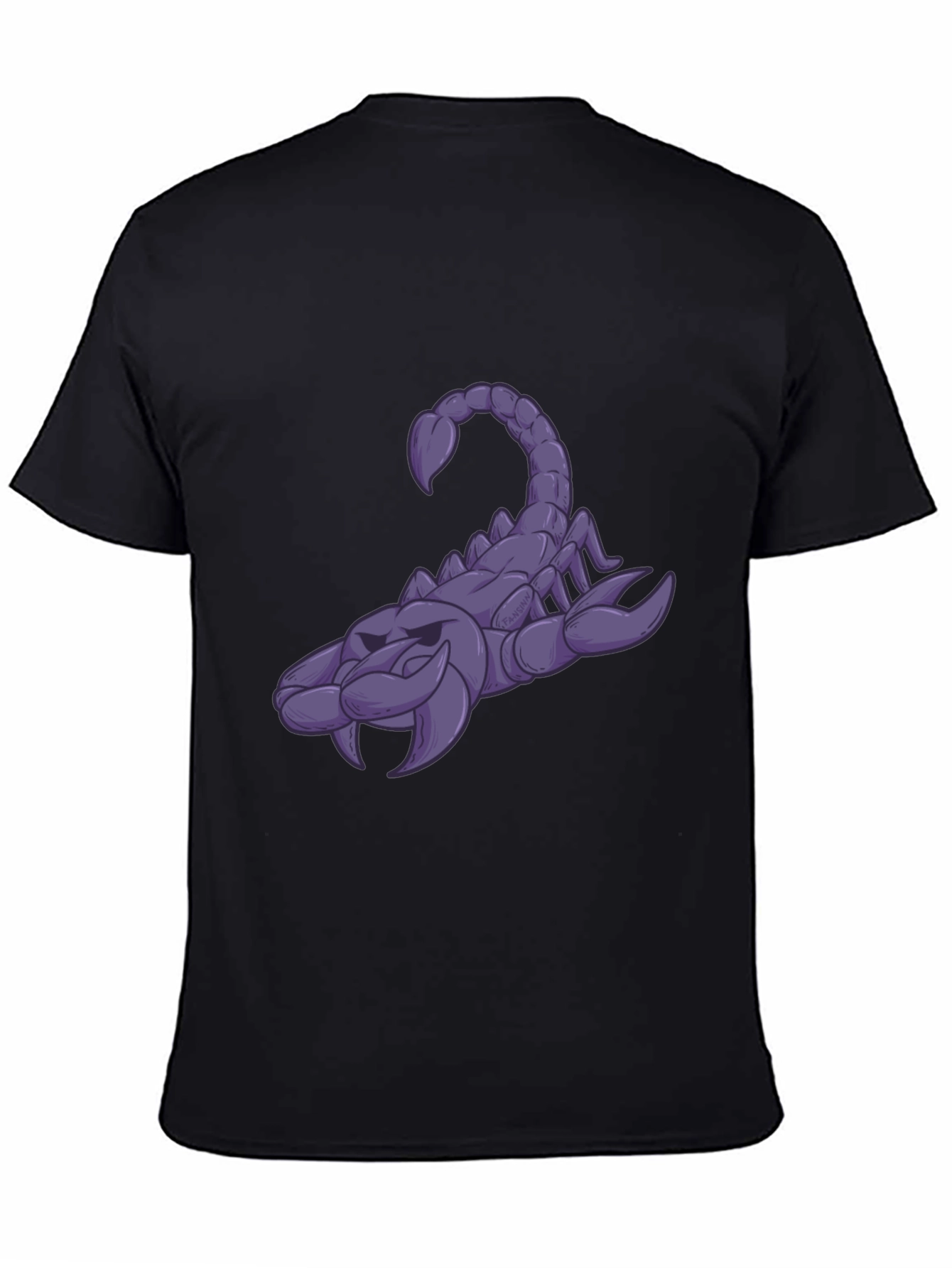 Black T-Shirt with Purple Cartoon Scorpion