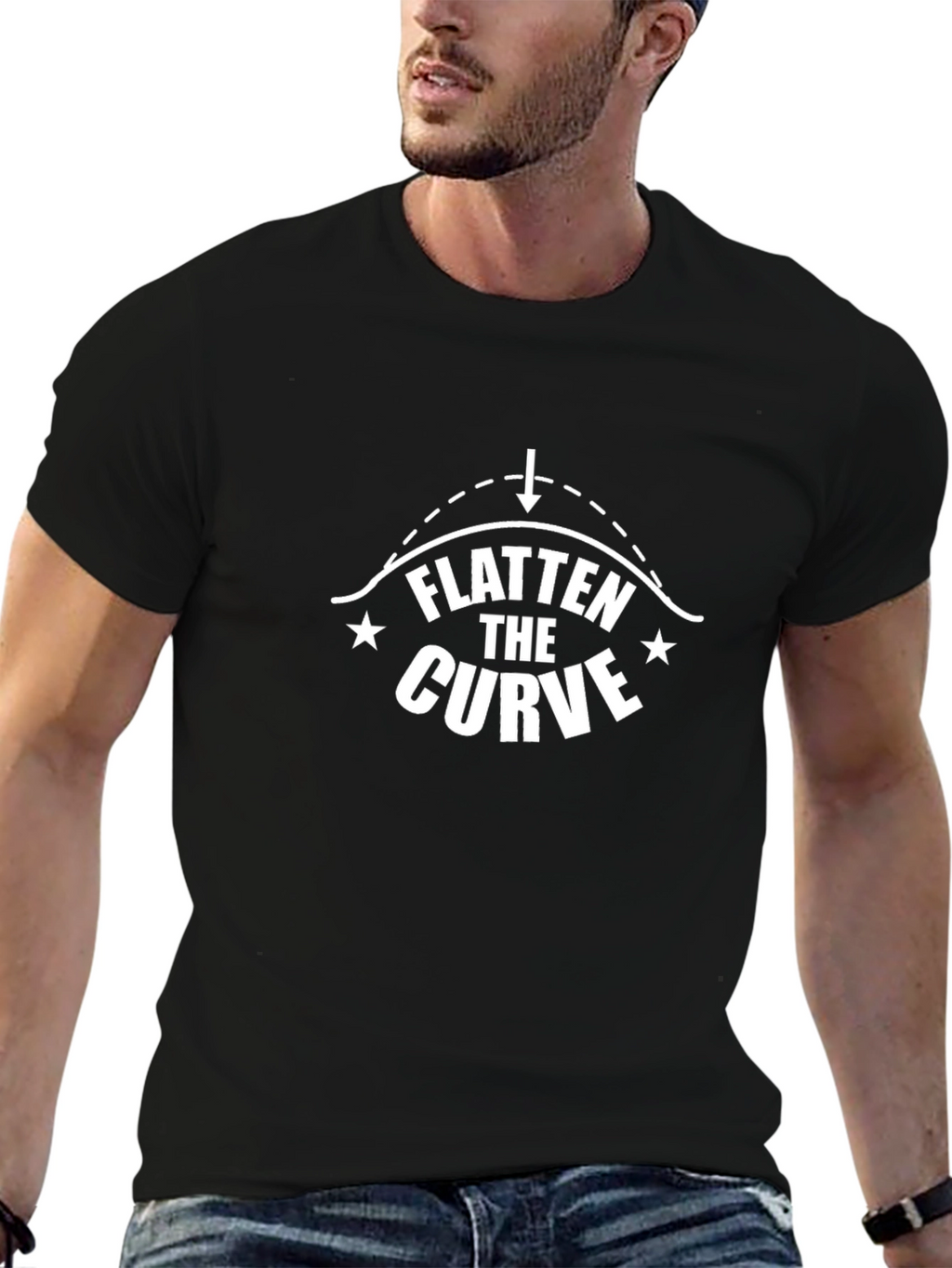 Flatten the Curve Graphic Tee - Black Cotton