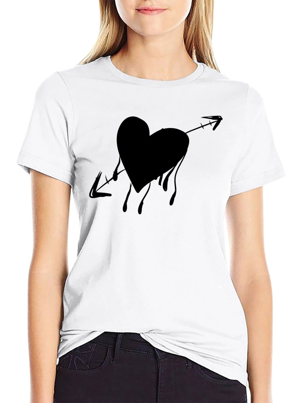 Bleeding Heart Arrow Graphic Tee - Casual Black T-Shirt