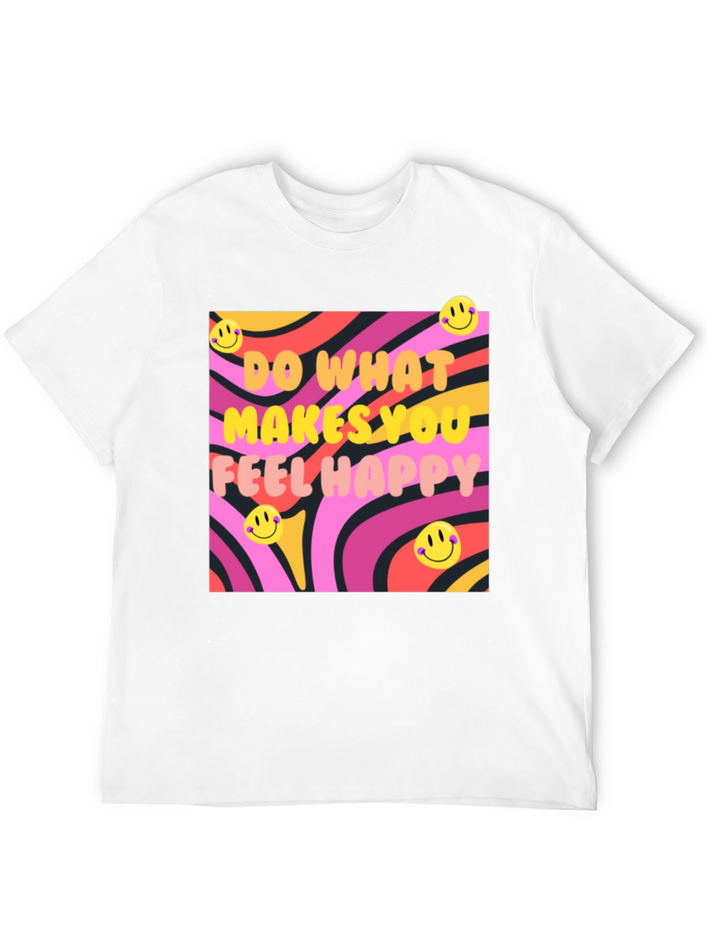 Happy Vibes Graphic Tee - Retro Design