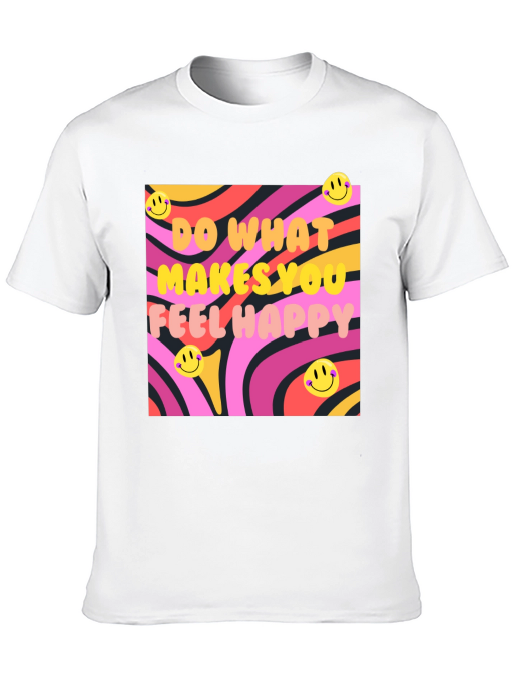 Happy Vibes Graphic Tee - Retro Design