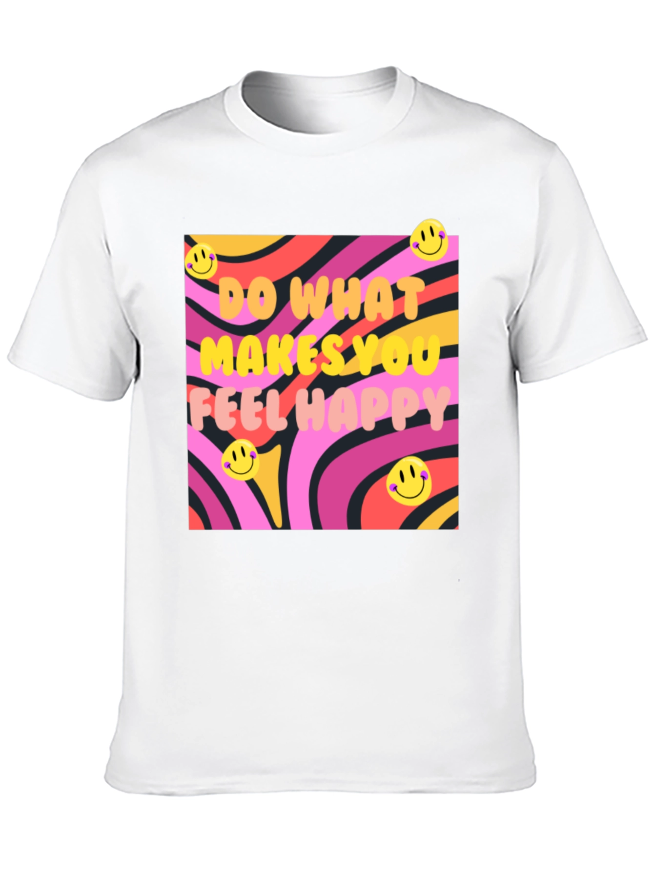 Happy Vibes Graphic Tee - Retro Design