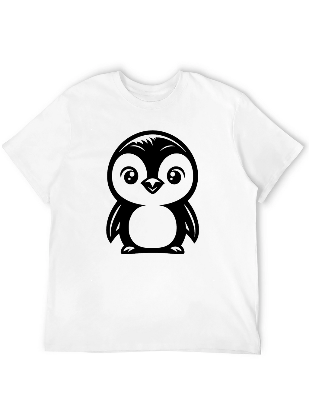Cute Penguin Graphic Tee - Black