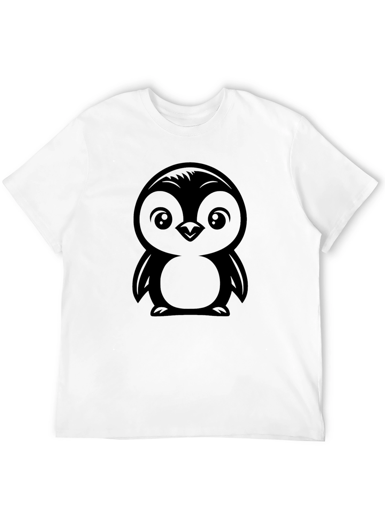 Cute Penguin Graphic Tee - Black