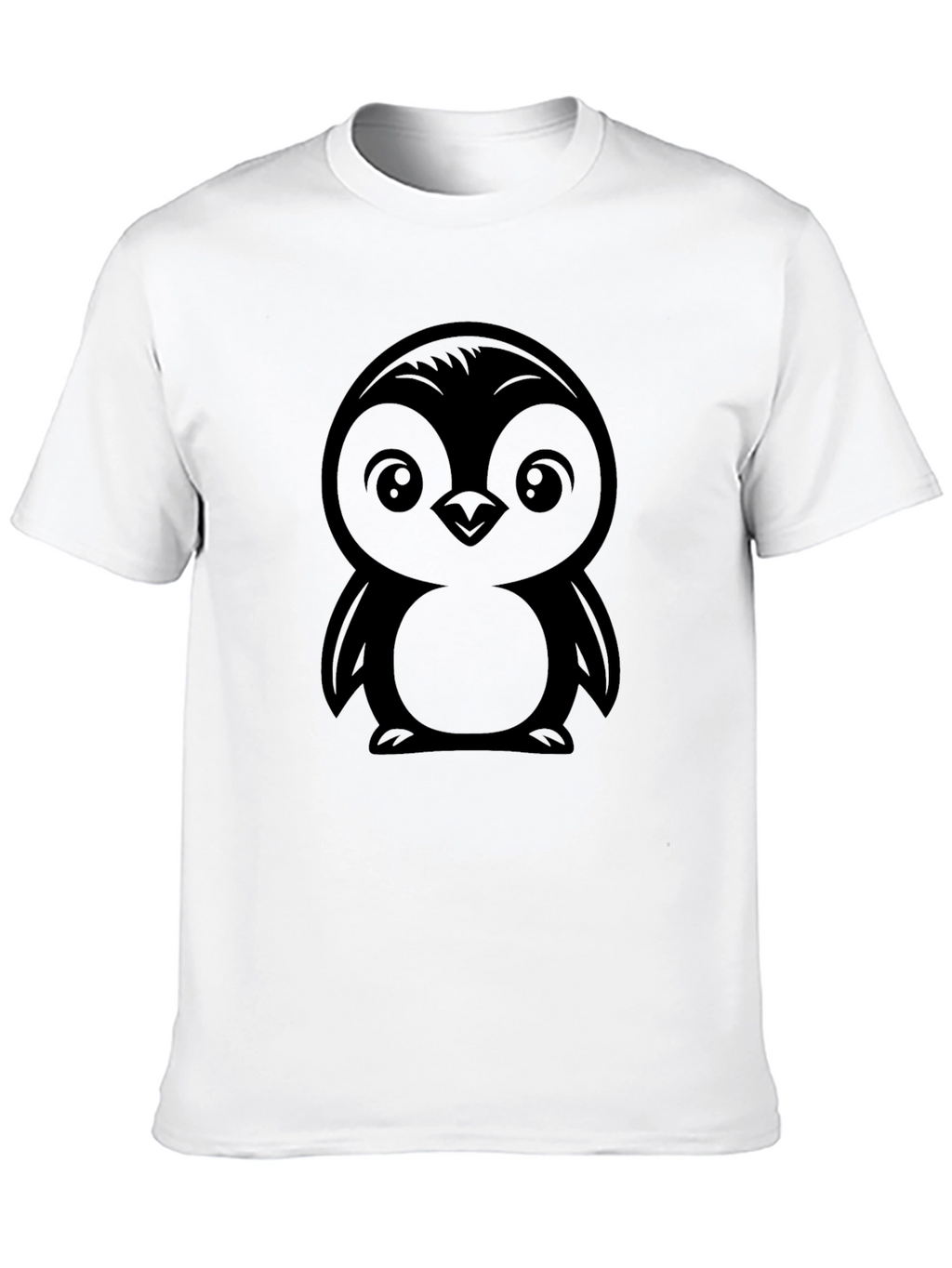 Cute Penguin Graphic Tee - Black
