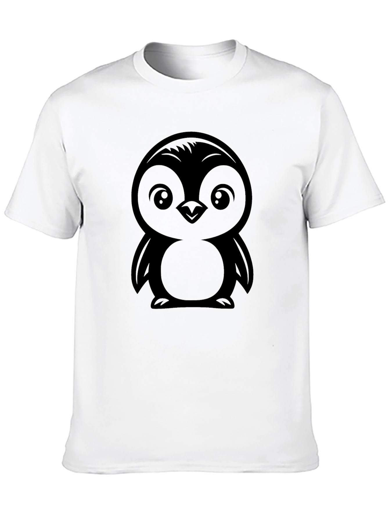 Cute Penguin Graphic Tee - Black