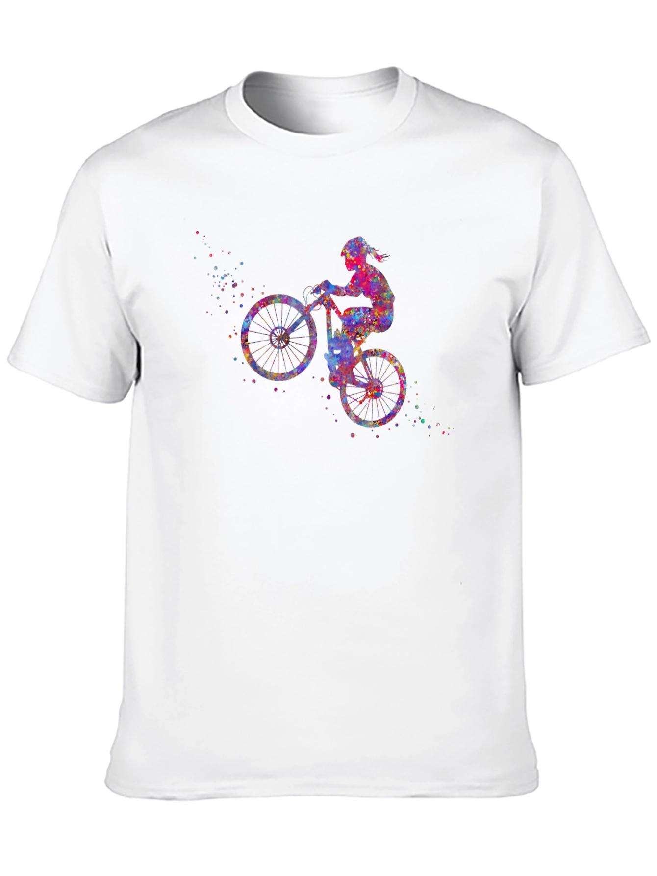Watercolor Biker Black T-Shirt