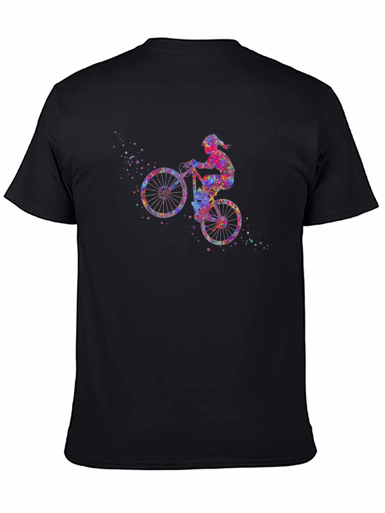 Watercolor Biker Black T-Shirt