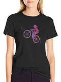 Watercolor Biker Black T-Shirt