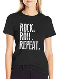Rock Roll Repeat Black T-Shirt