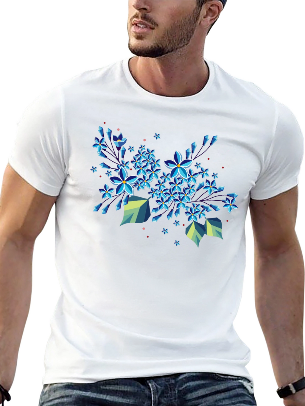Floral Burst Graphic Tee - Modern Geometric Design