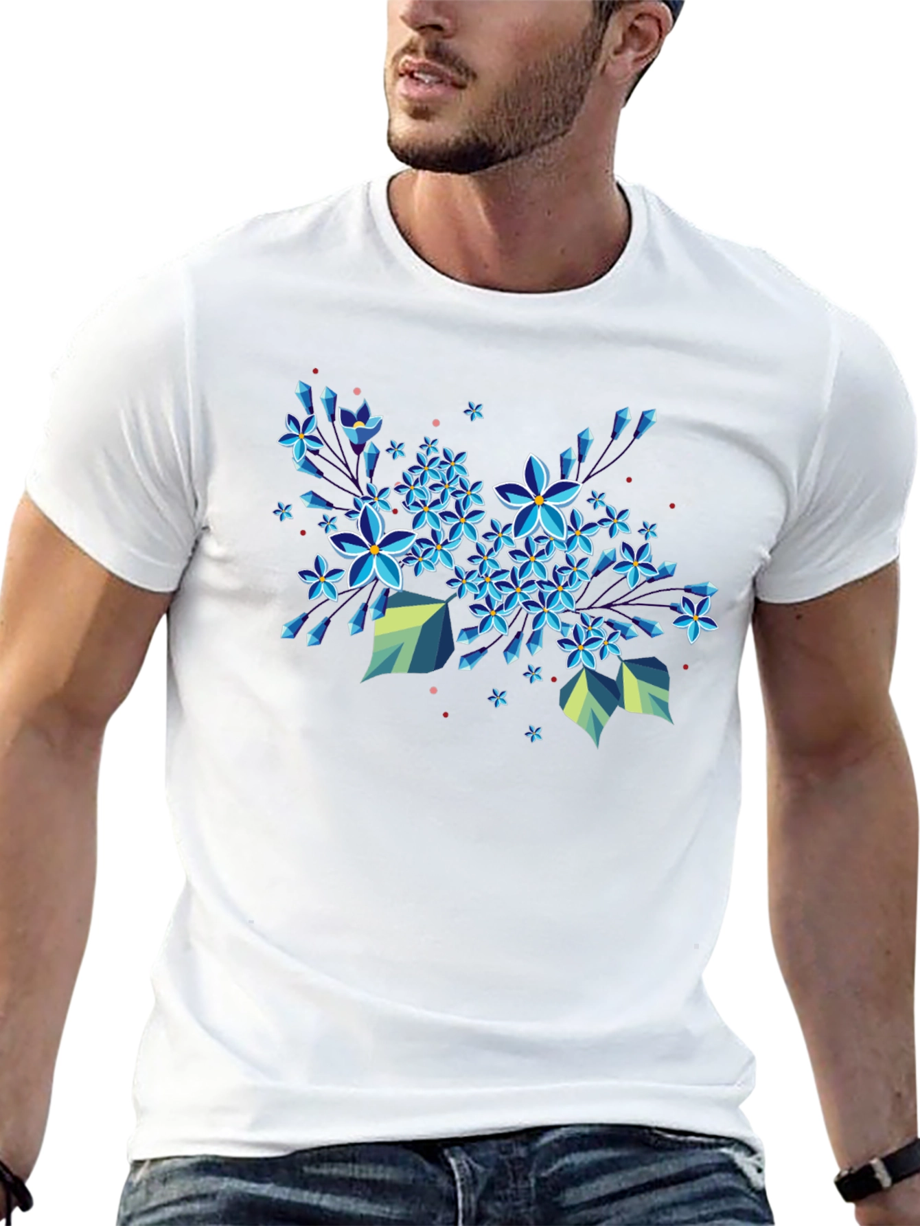 Floral Burst Graphic Tee - Modern Geometric Design