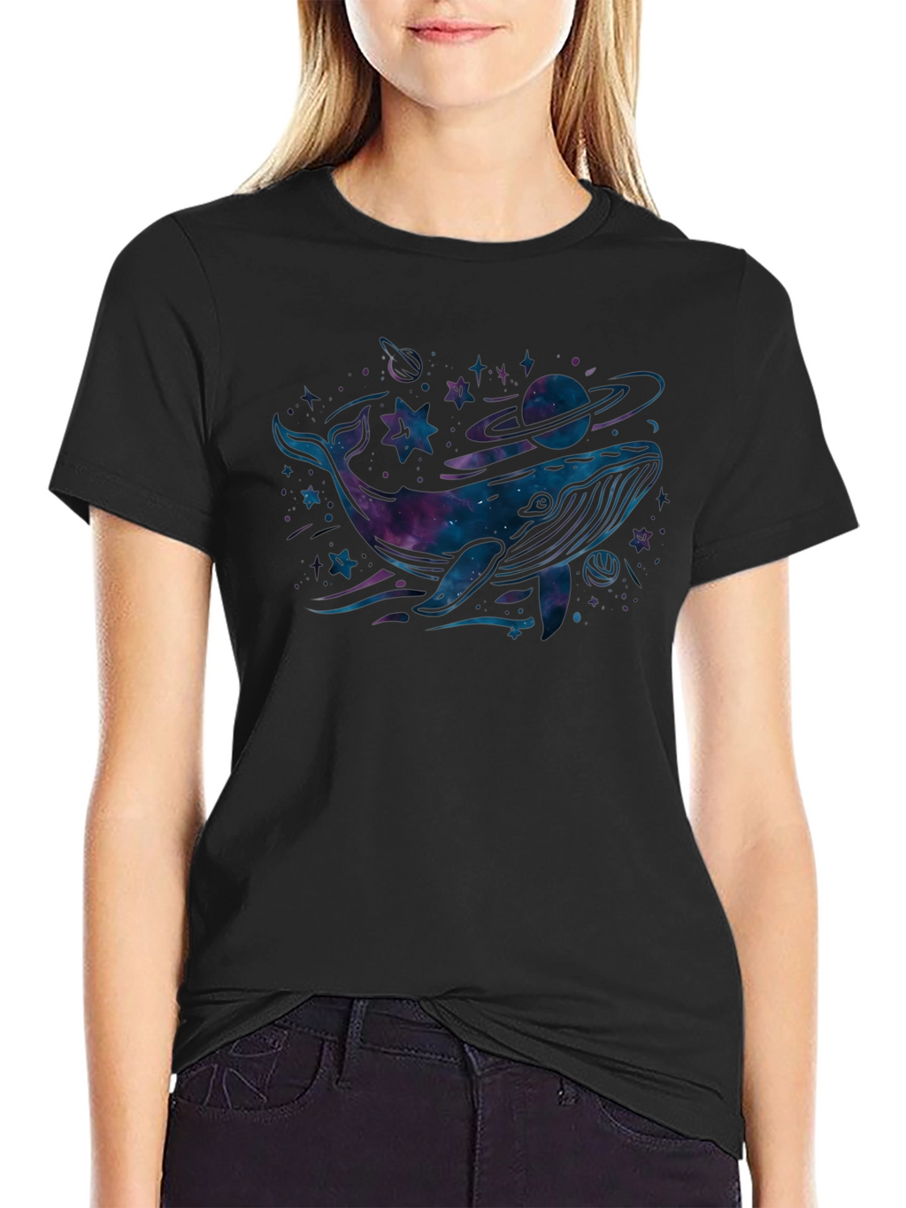 Cosmic Whale Black T-Shirt