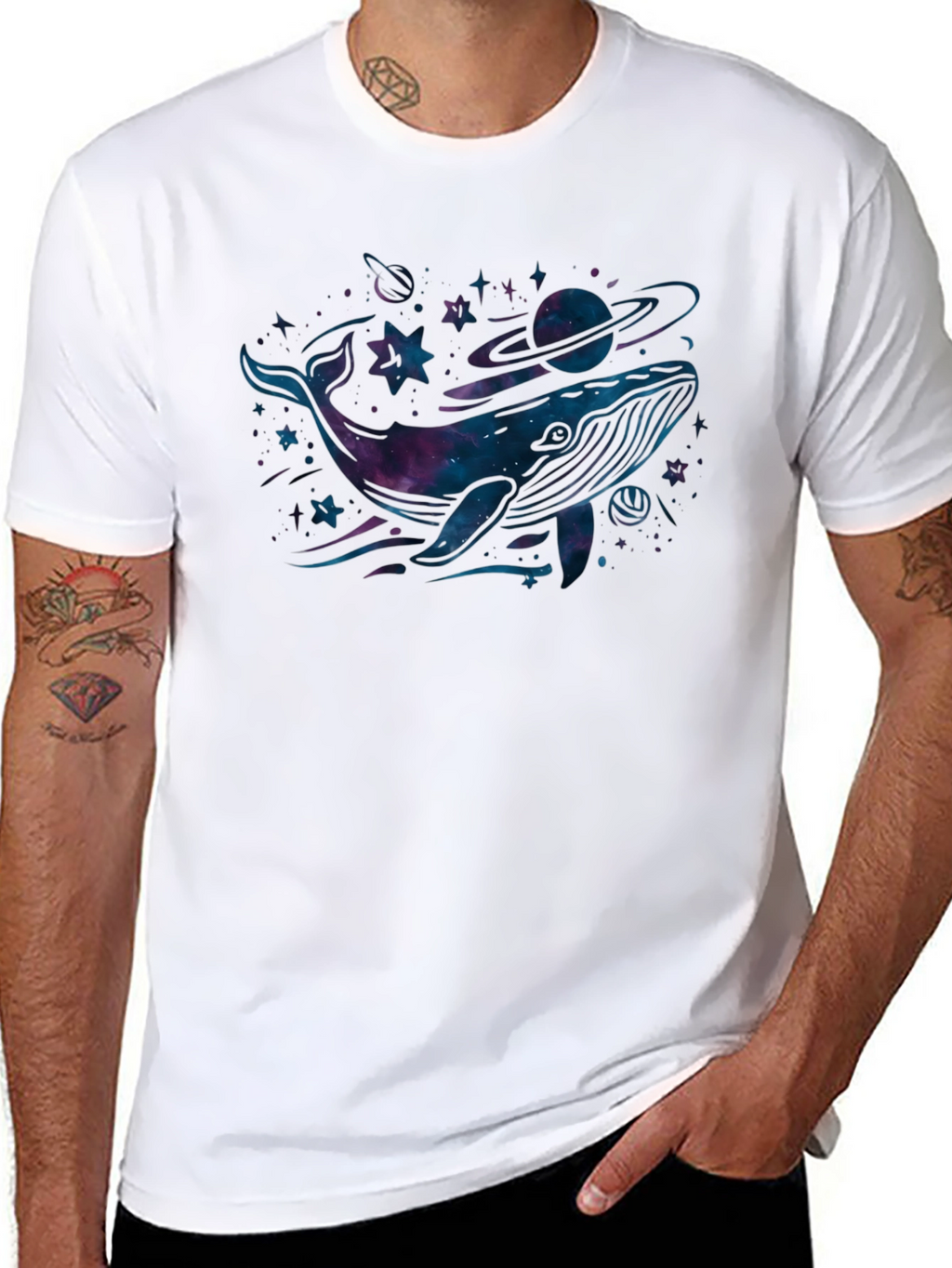 Cosmic Whale Black T-Shirt