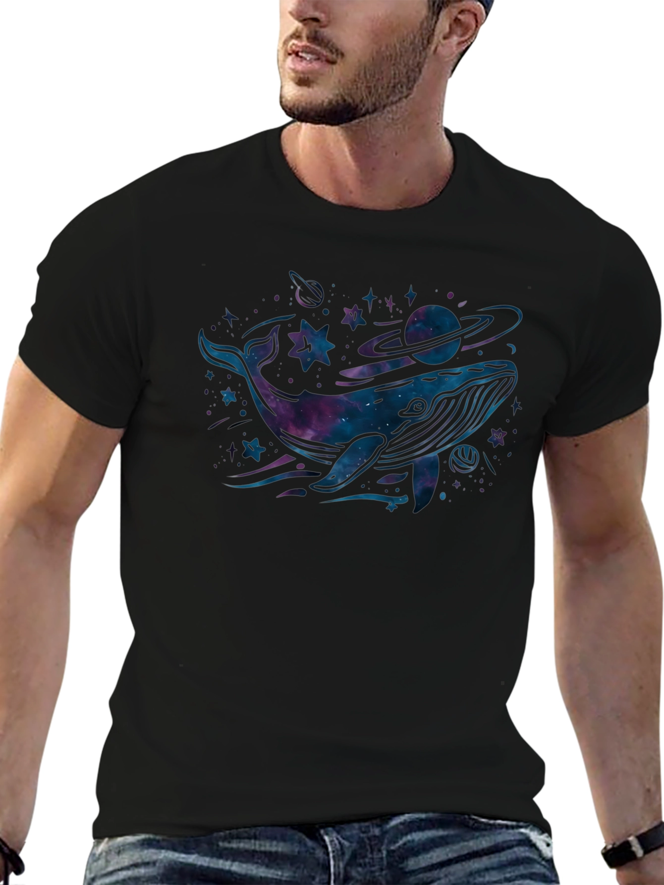 Cosmic Whale Black T-Shirt