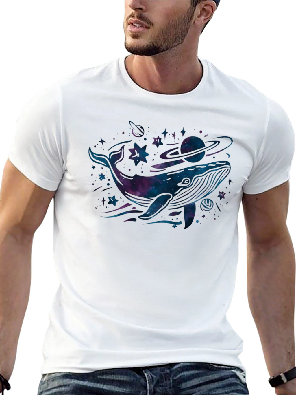 Cosmic Whale Black T-Shirt