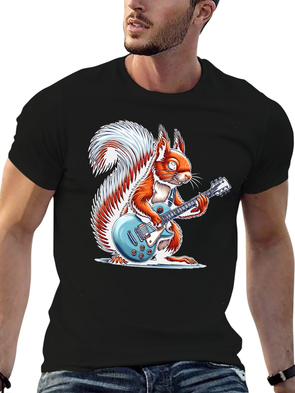 Squirrel Guitarist Graphic T-Shirt