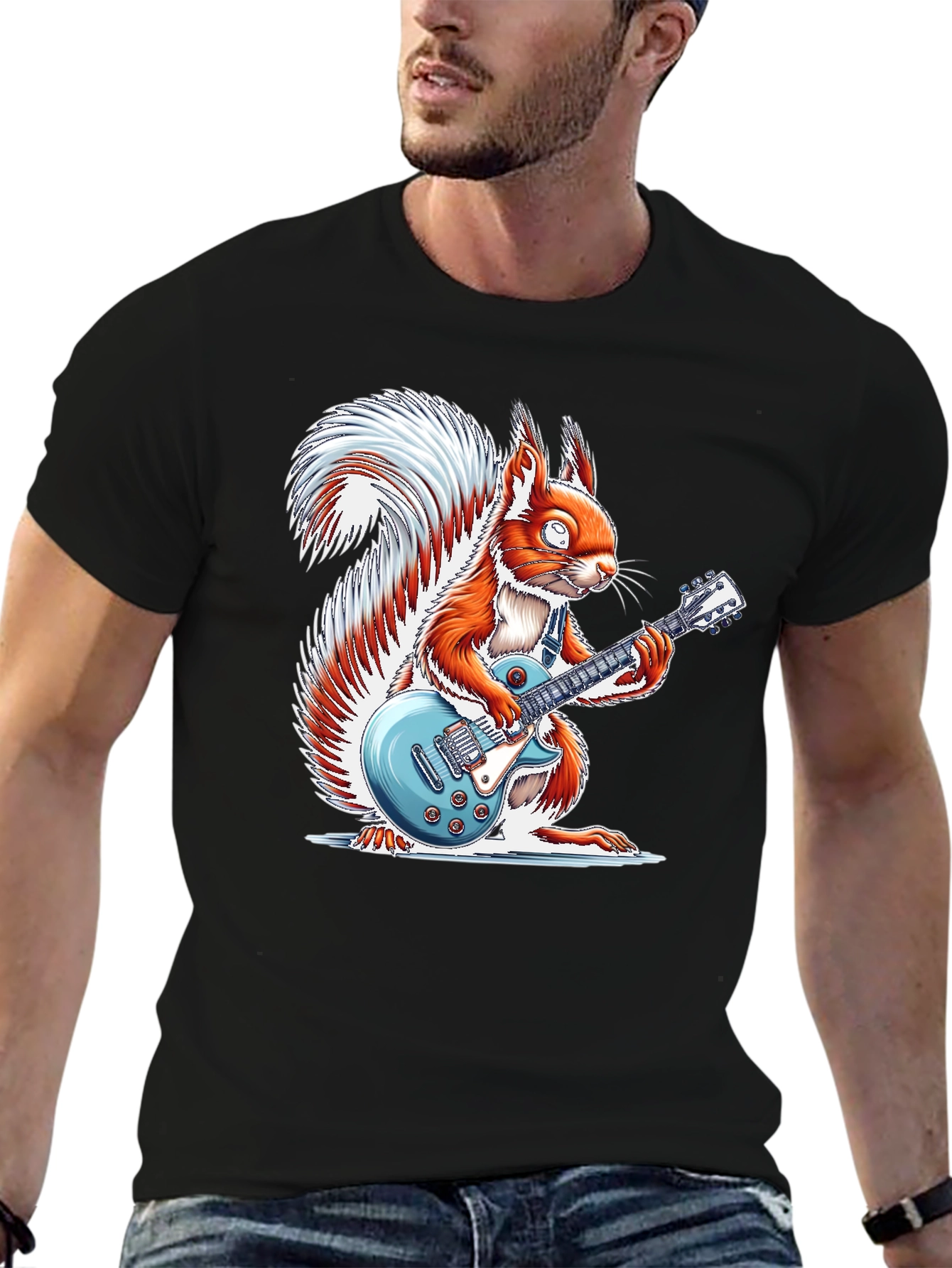 Squirrel Guitarist Graphic T-Shirt