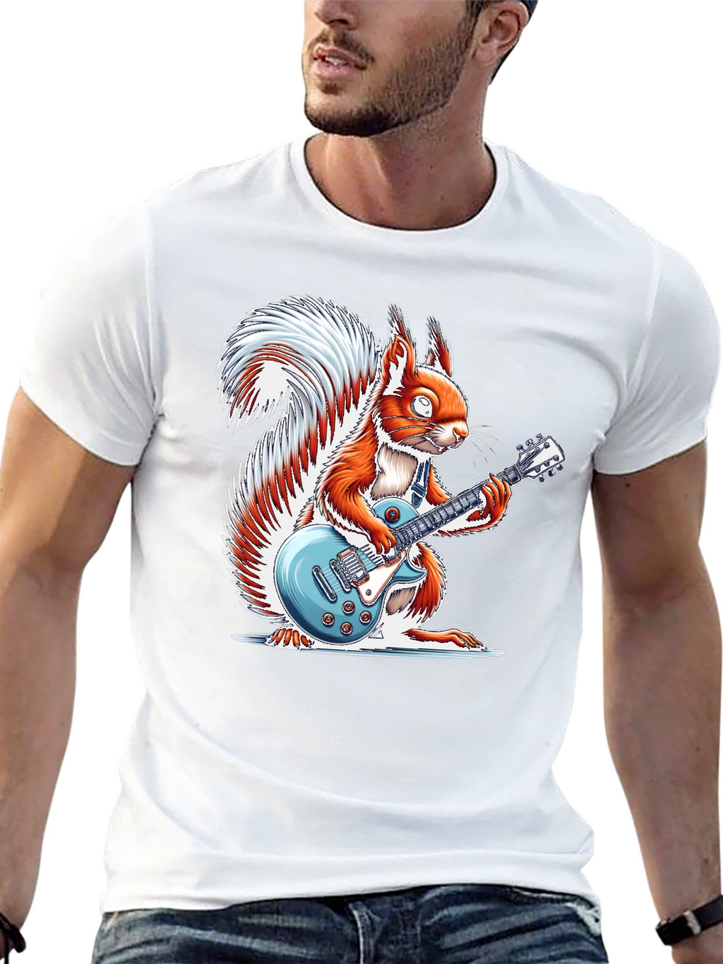 Squirrel Guitarist Graphic T-Shirt