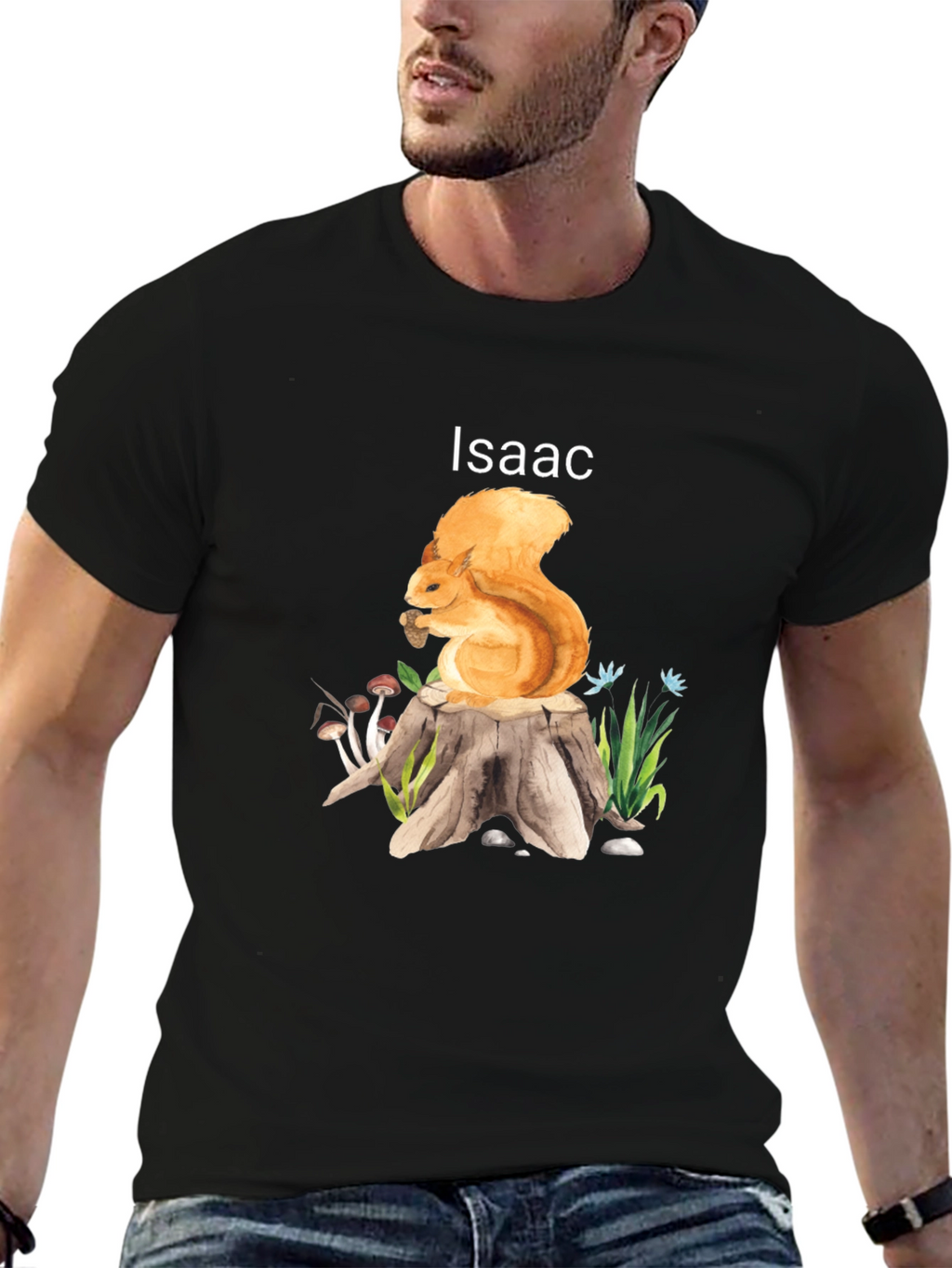 Squirrel on Stump T-Shirt - Personalized Name Tee