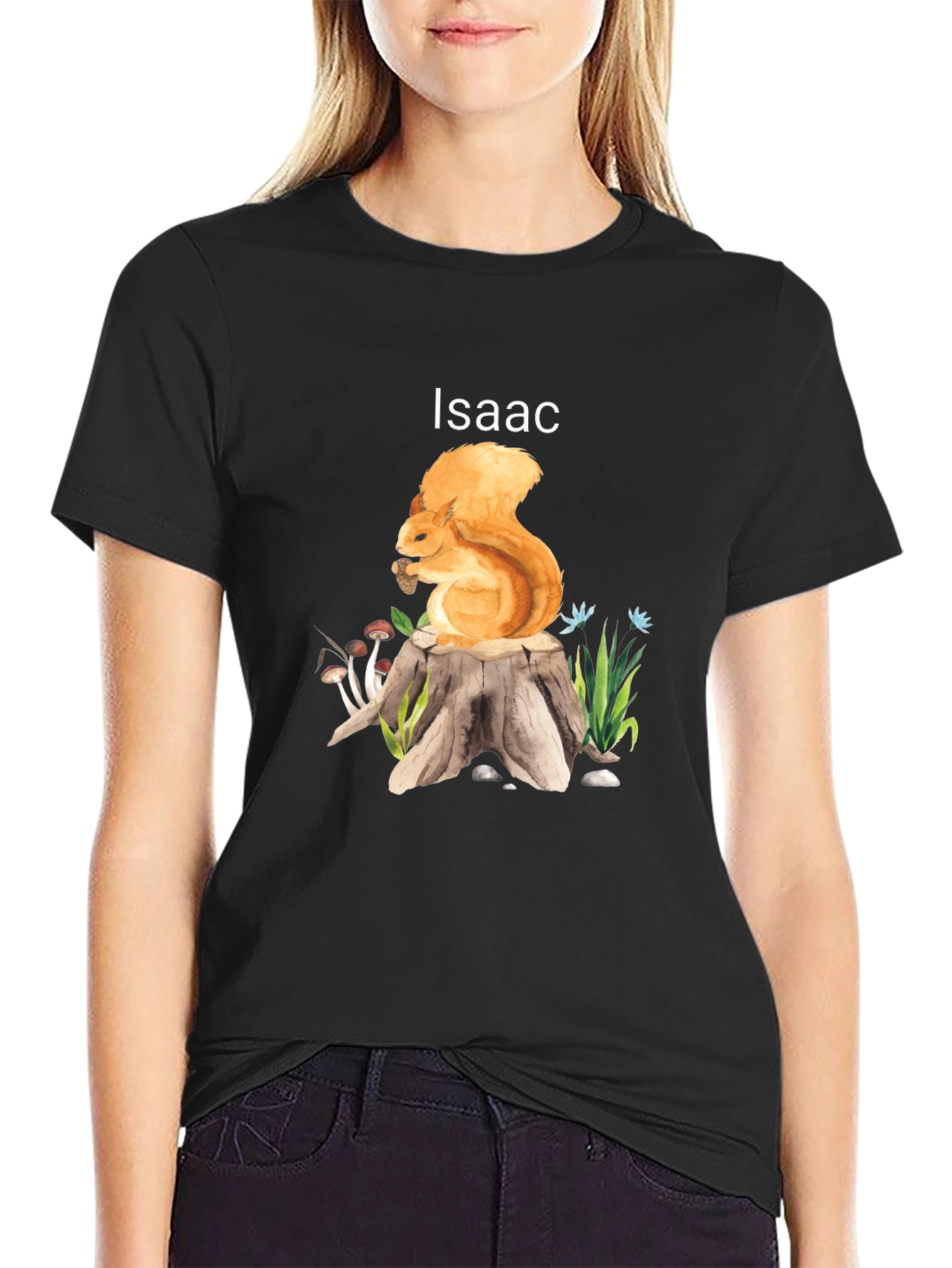 Squirrel on Stump T-Shirt - Personalized Name Tee