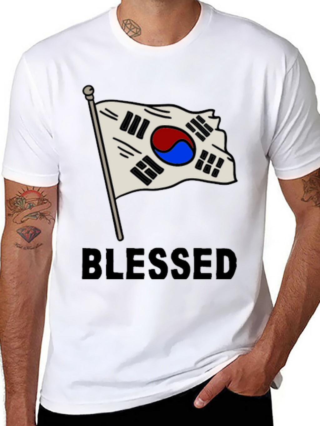Blessed Korea Flag Graphic T-Shirt