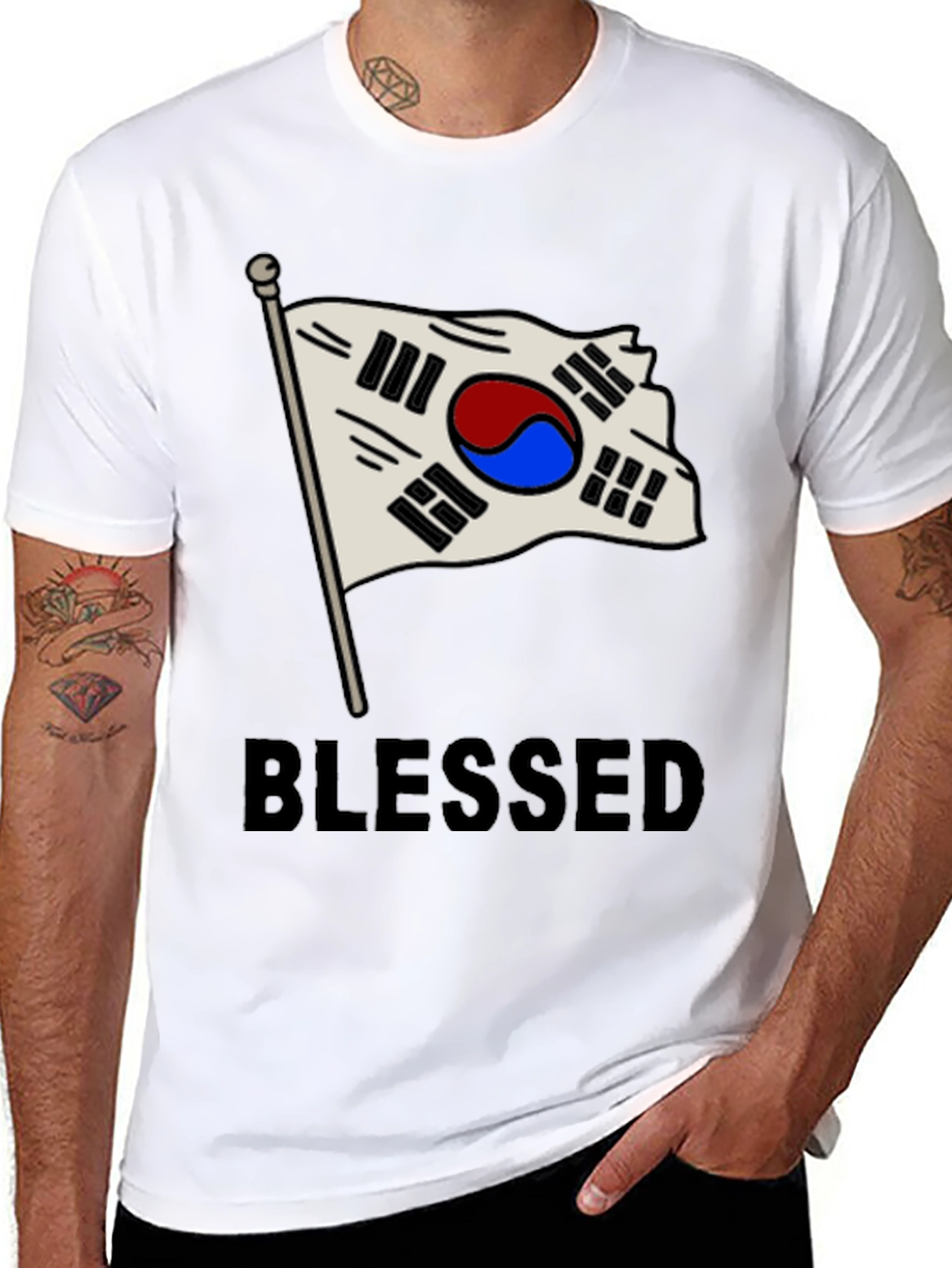 Blessed Korea Flag Graphic T-Shirt