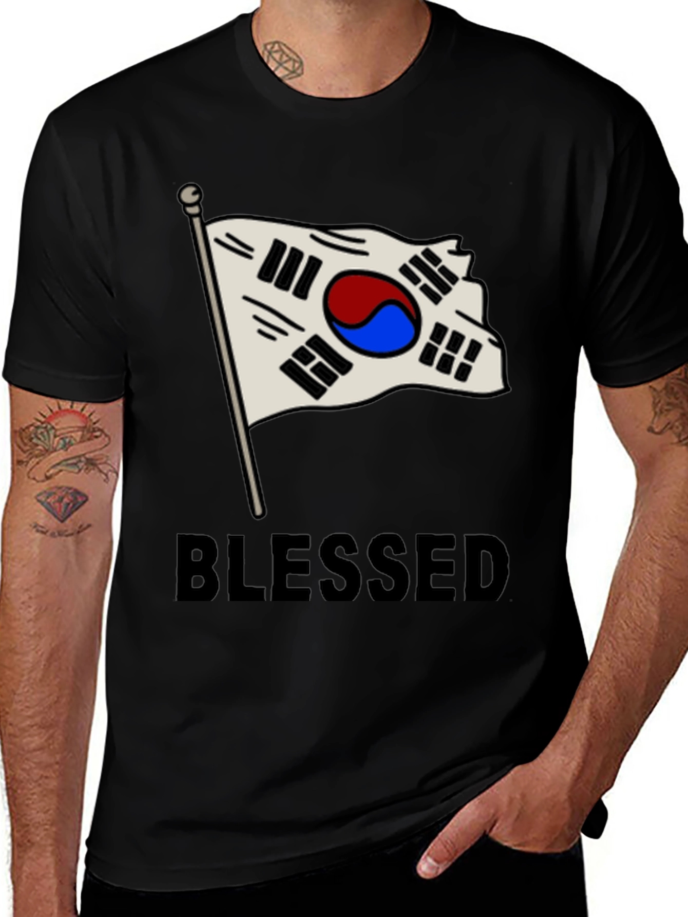 Blessed Korea Flag Graphic T-Shirt