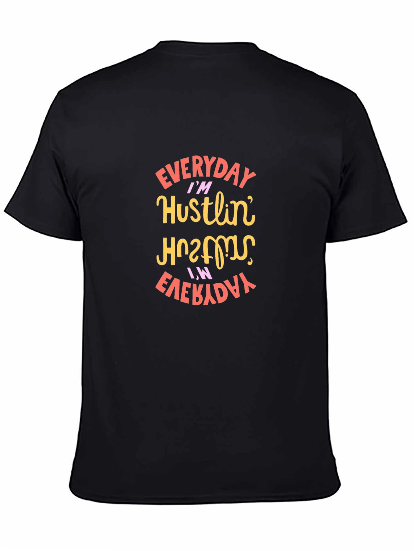 Everyday Im Hustlin Graphic T-Shirt - Trendy Black Tee