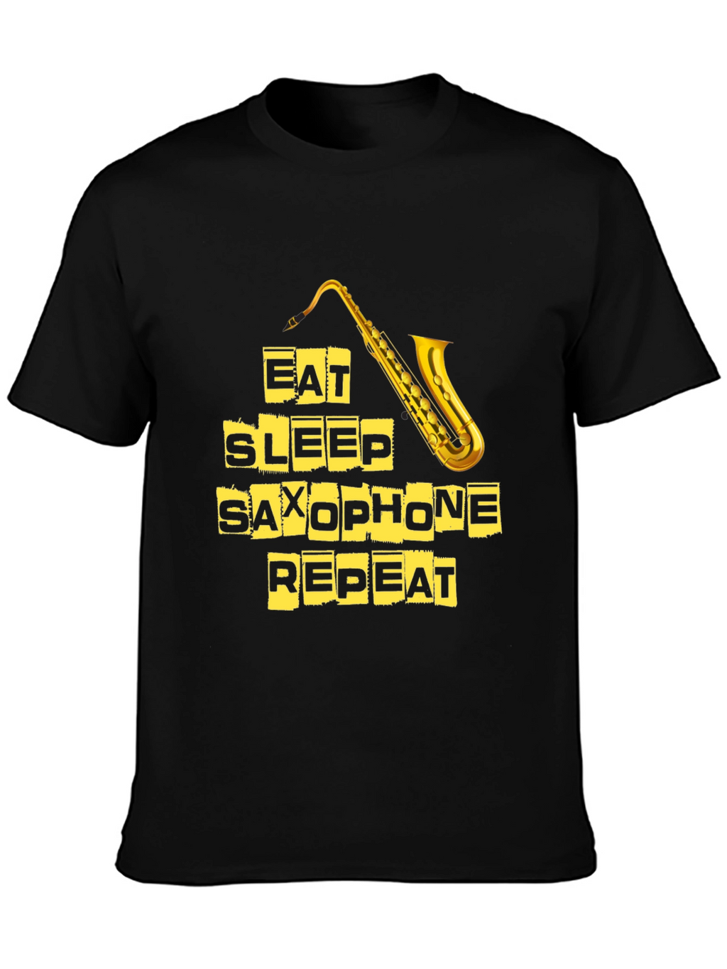 Eat Sleep Saxophone Repeat Black T-Shirt