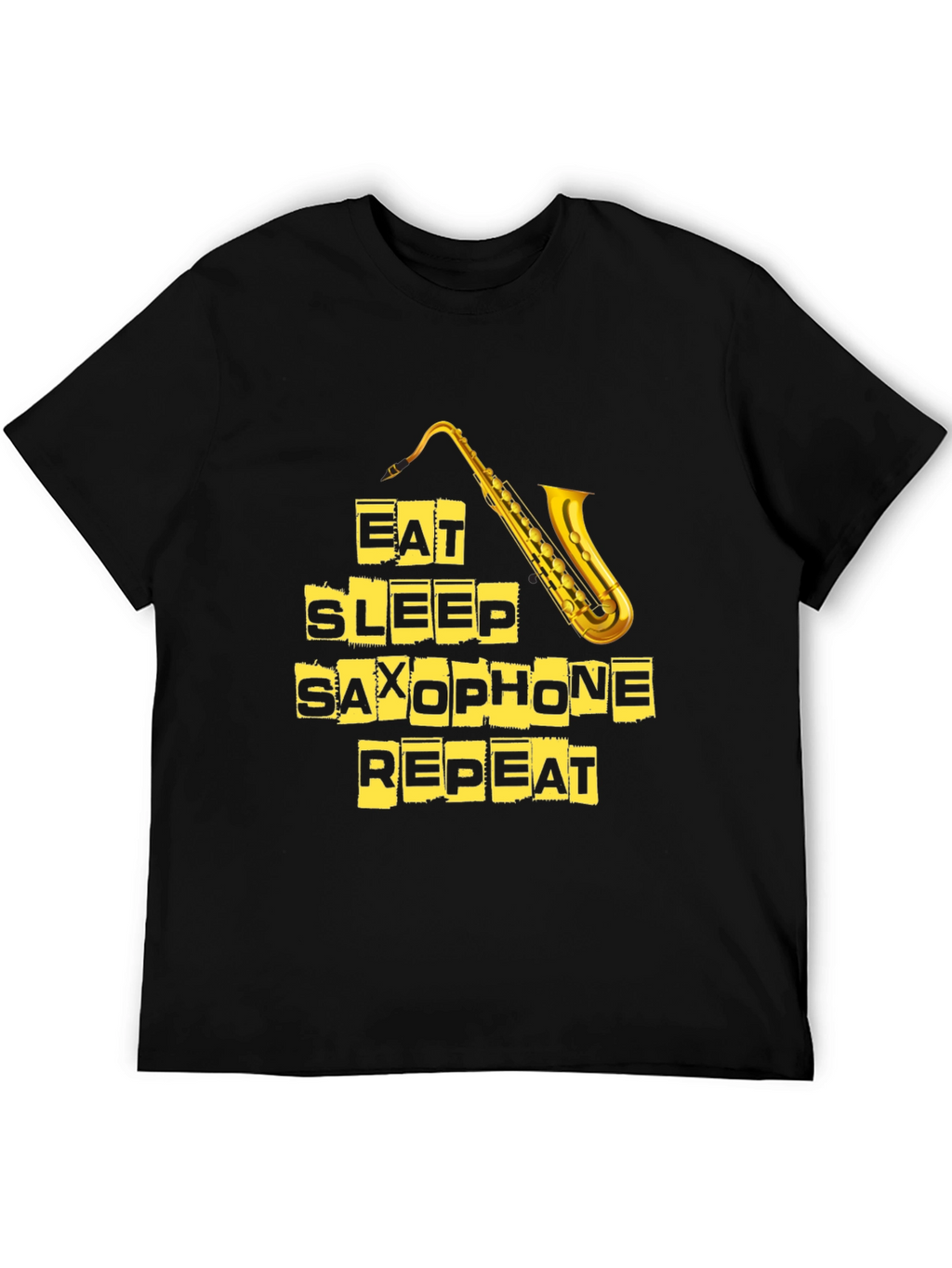 Eat Sleep Saxophone Repeat Black T-Shirt