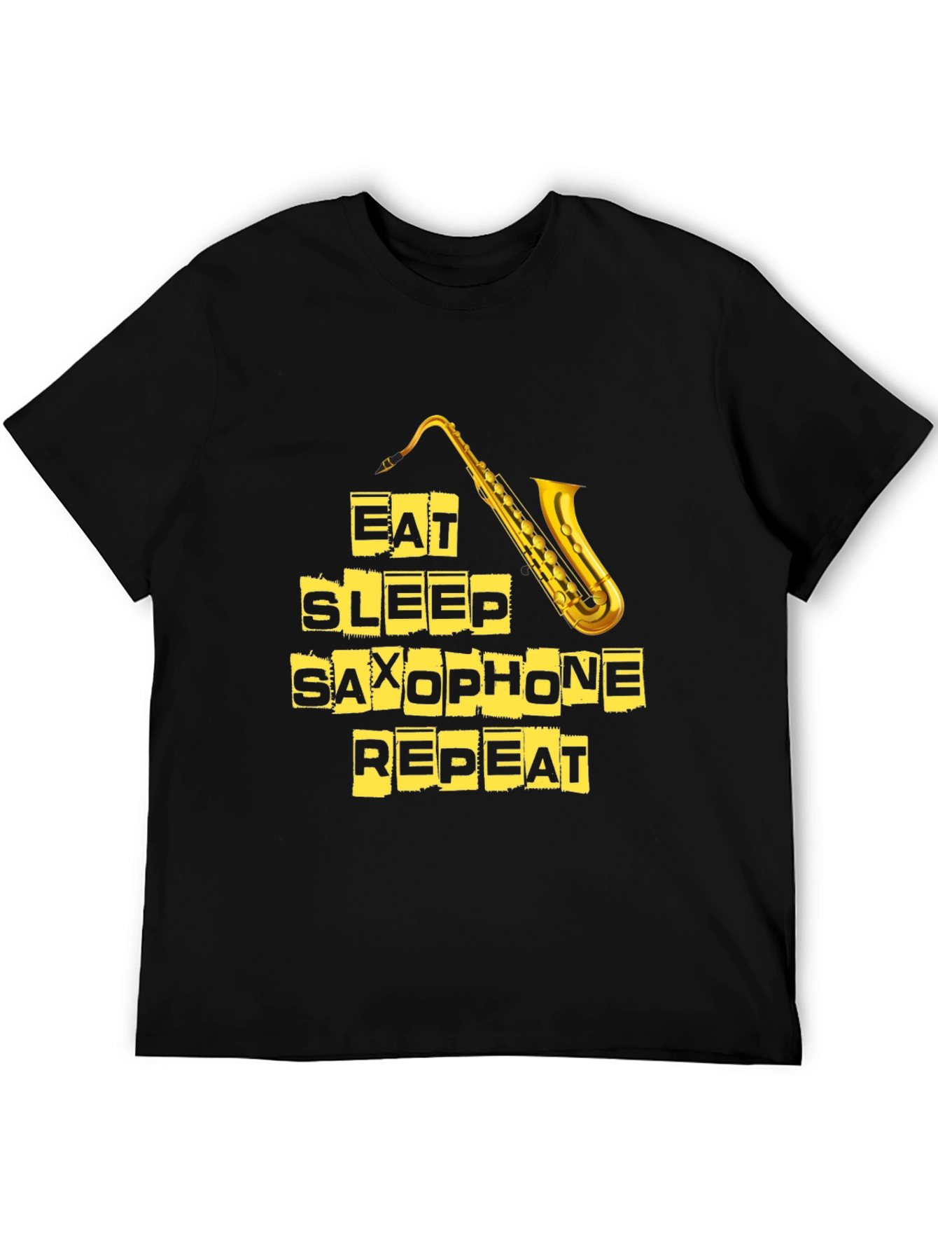 Eat Sleep Saxophone Repeat Black T-Shirt