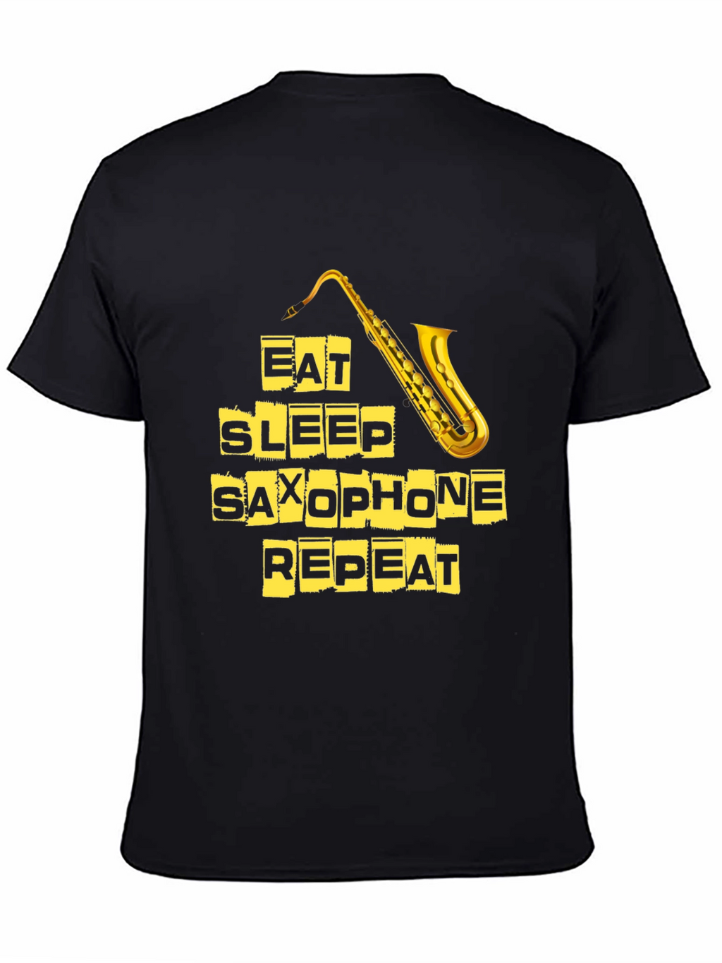 Eat Sleep Saxophone Repeat Black T-Shirt