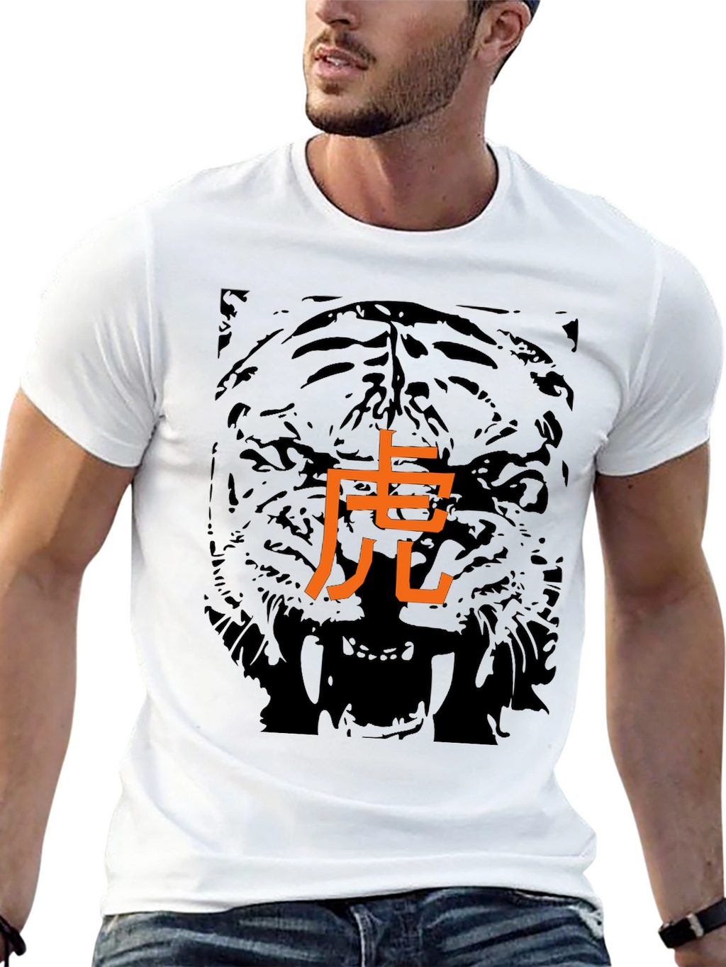 Tiger Kanji Graphic Tee - Black