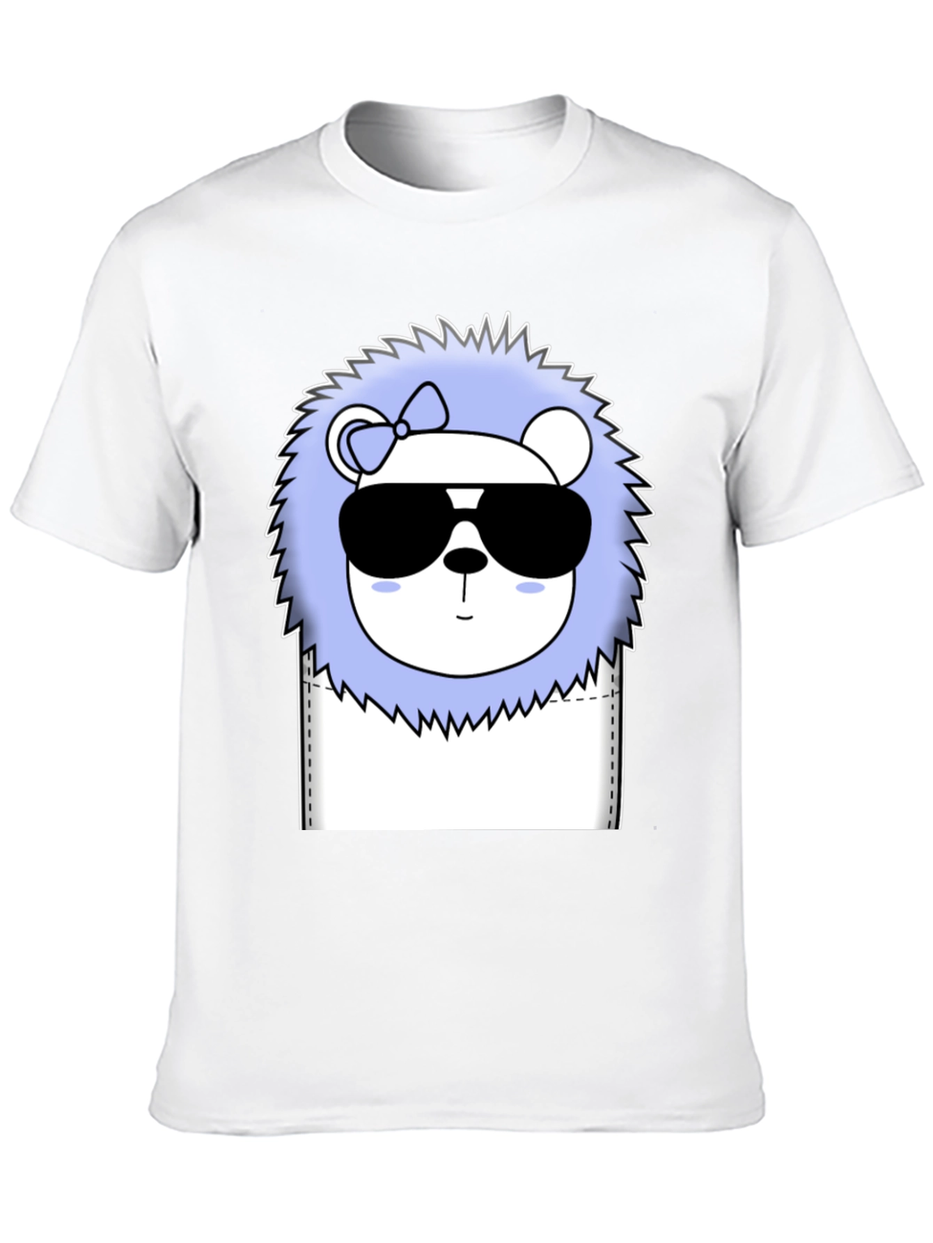 Cool Cartoon Lion Graphic Tee - Black Cotton T-Shirt