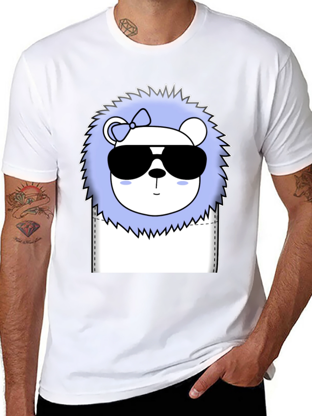 Cool Cartoon Lion Graphic Tee - Black Cotton T-Shirt