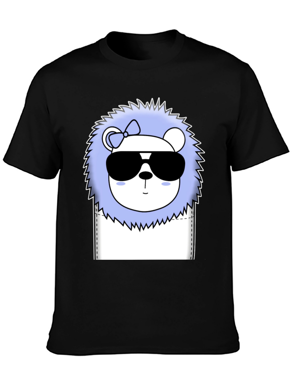 Cool Cartoon Lion Graphic Tee - Black Cotton T-Shirt