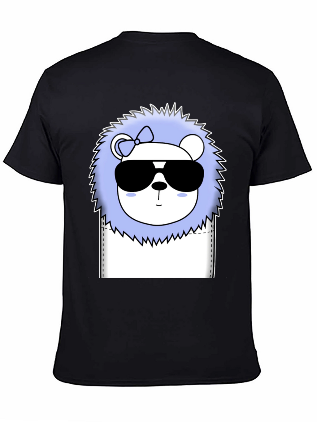 Cool Cartoon Lion Graphic Tee - Black Cotton T-Shirt