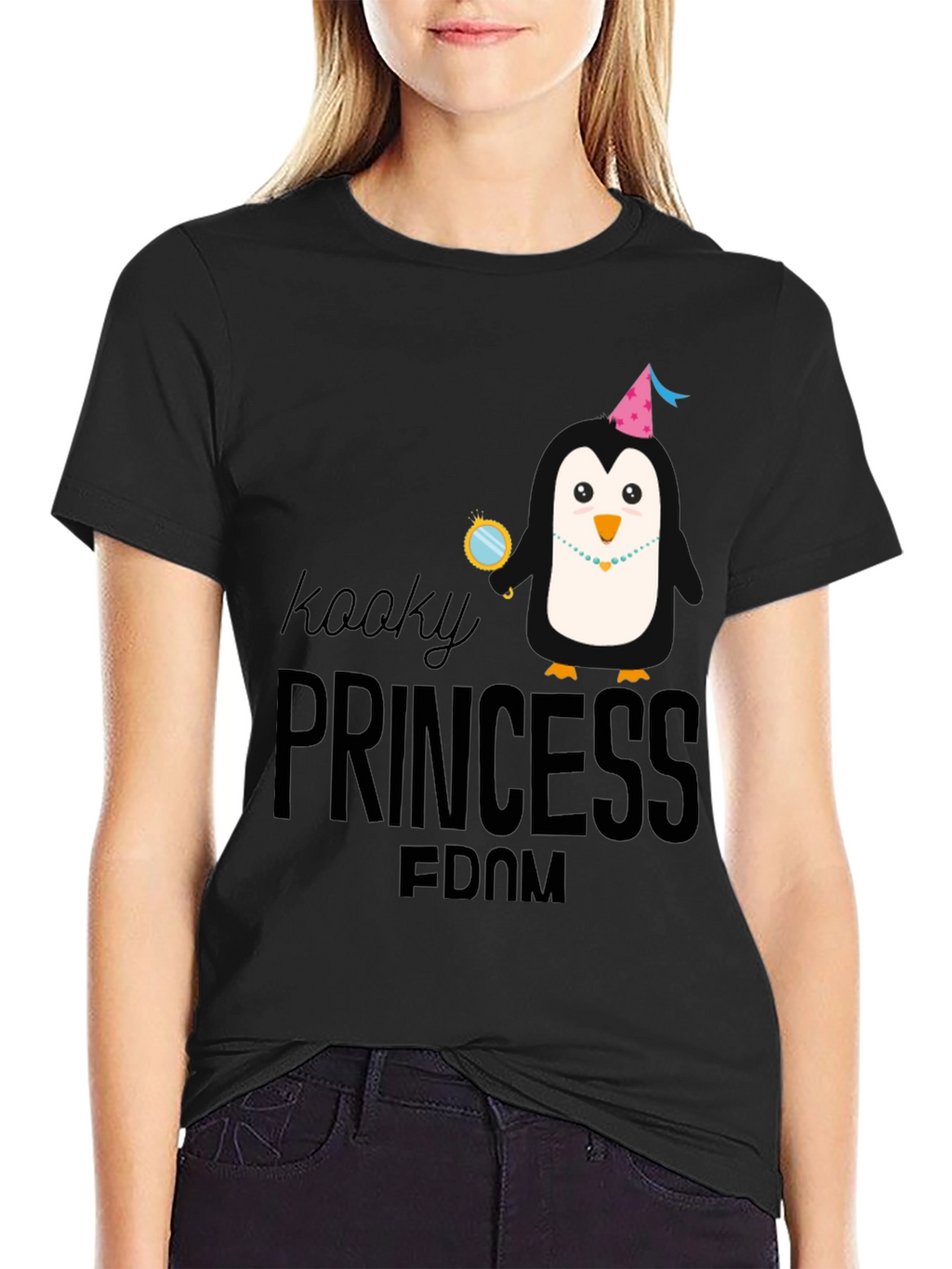 Kooky Princess Penguin Graphic Tee - Black
