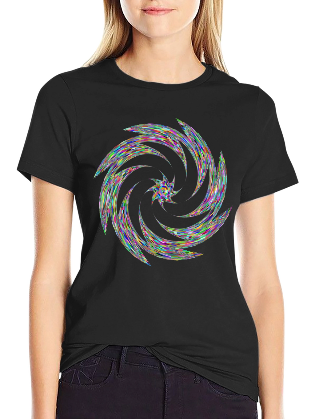 Kaleidoscope Swirl Black T-Shirt