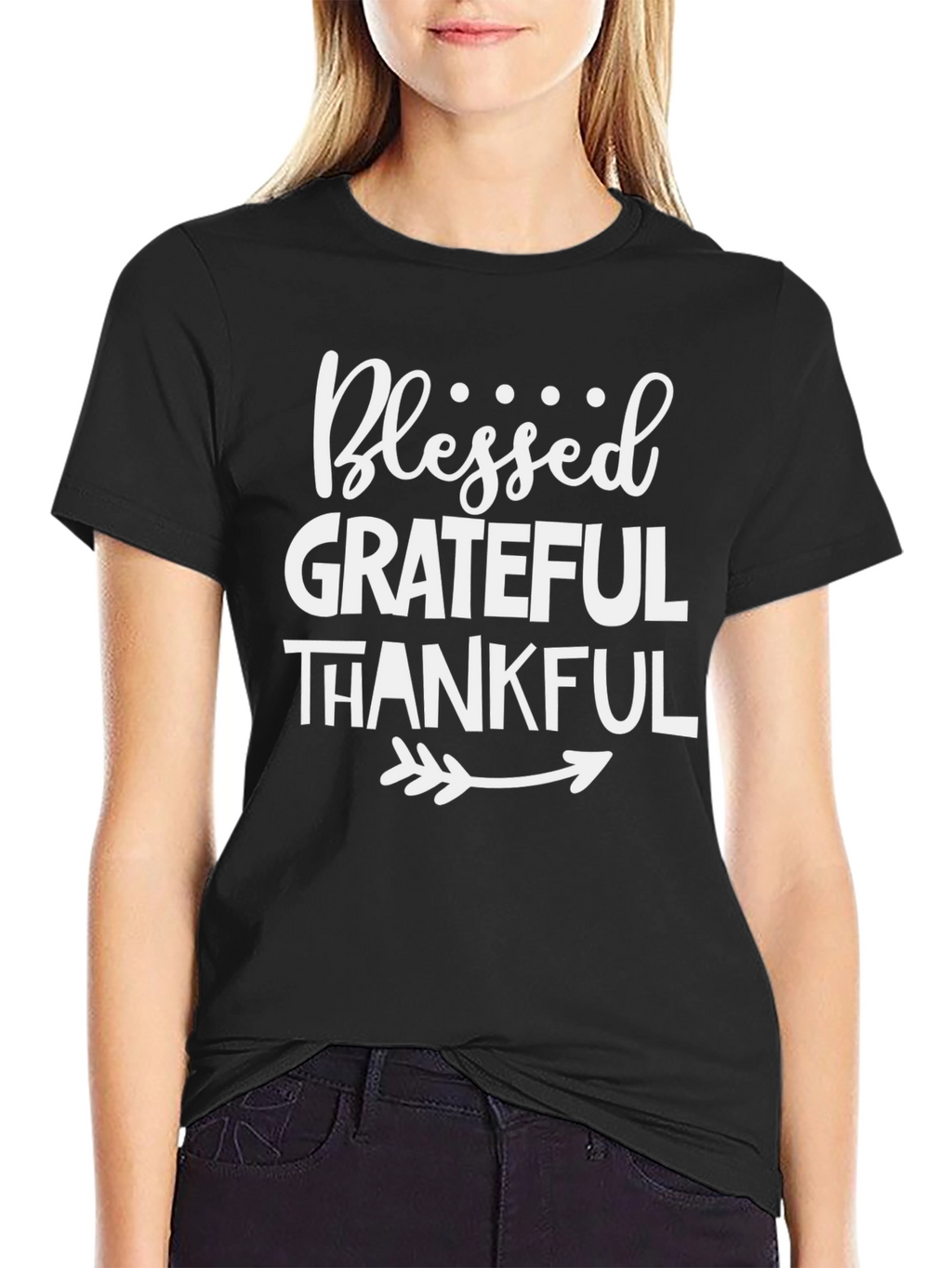 Blessed Grateful Thankful Graphic Tee - Black