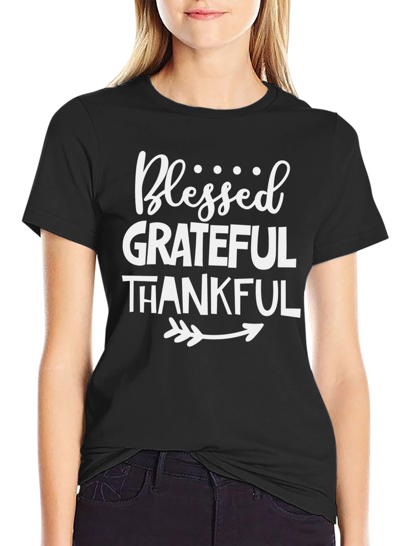 Blessed Grateful Thankful Graphic Tee - Black