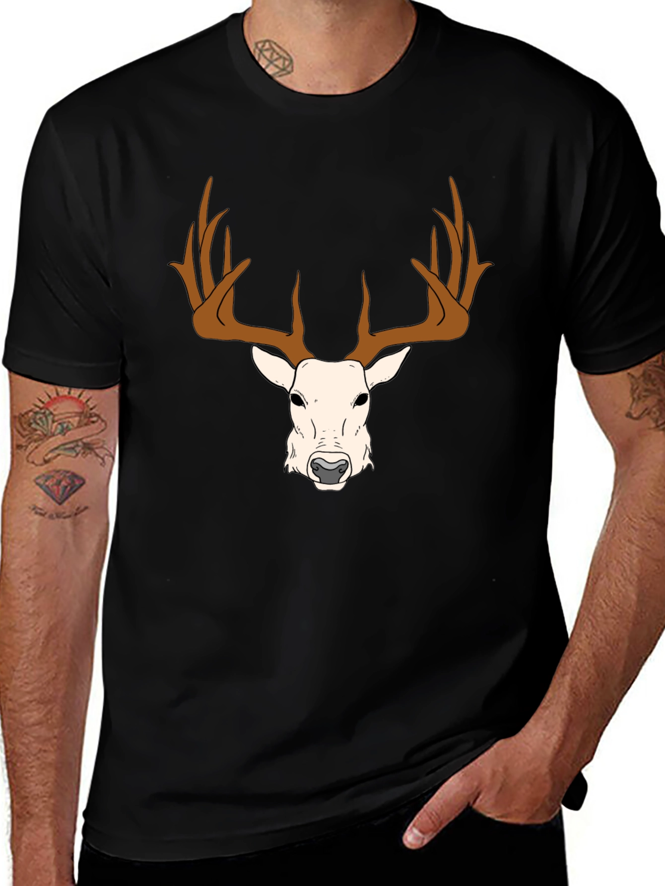 Deer Graphic Tee - Antler Design