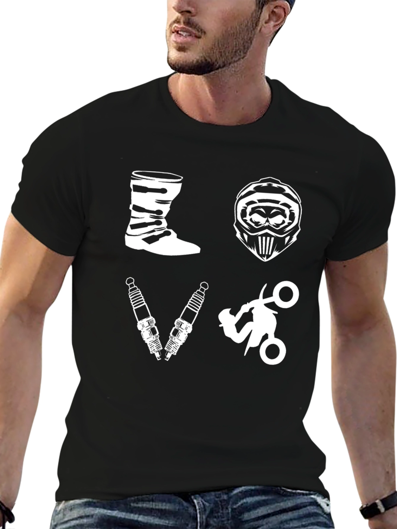 Moto Love Black Graphic T-Shirt