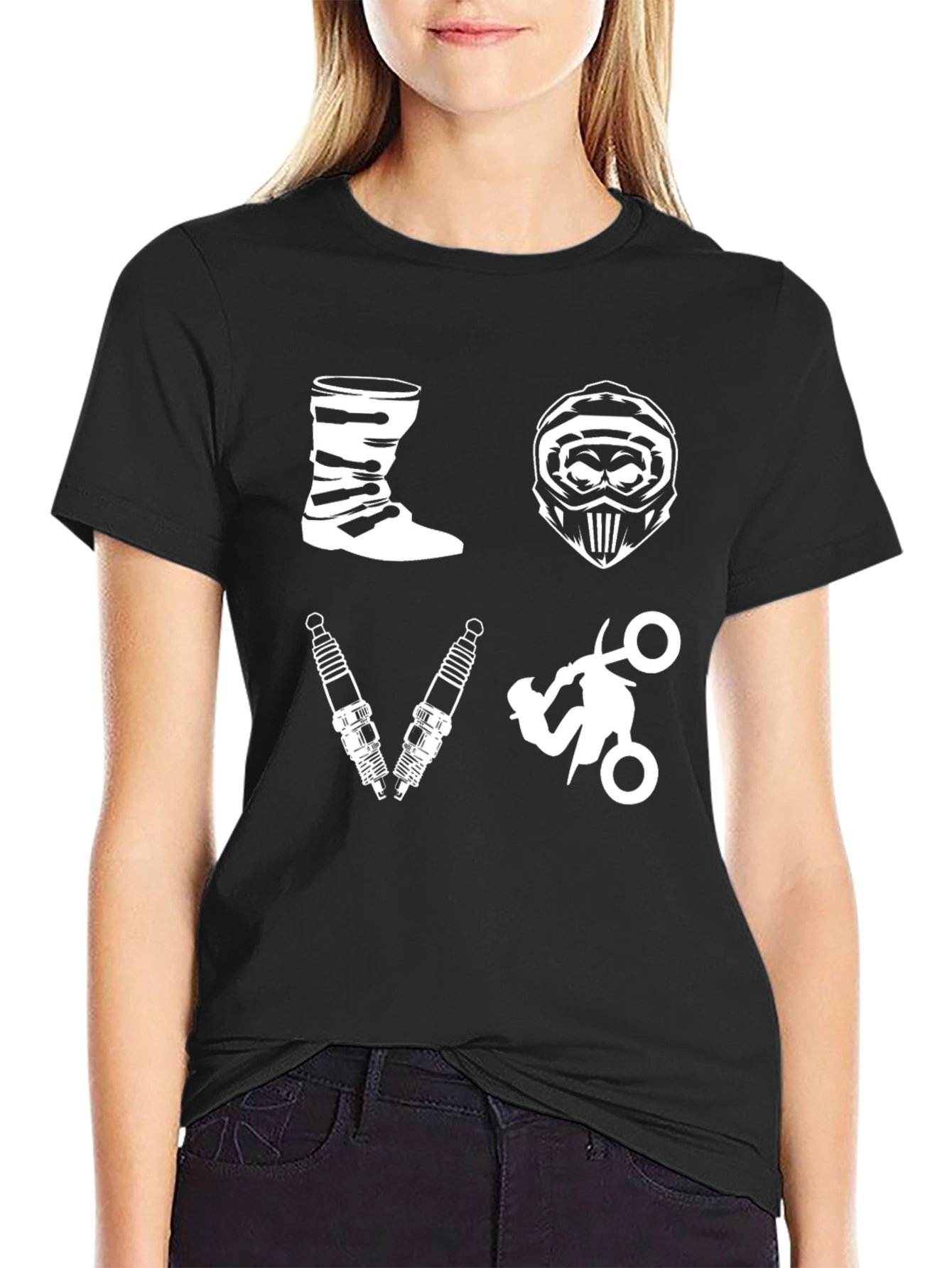 Moto Love Black Graphic T-Shirt
