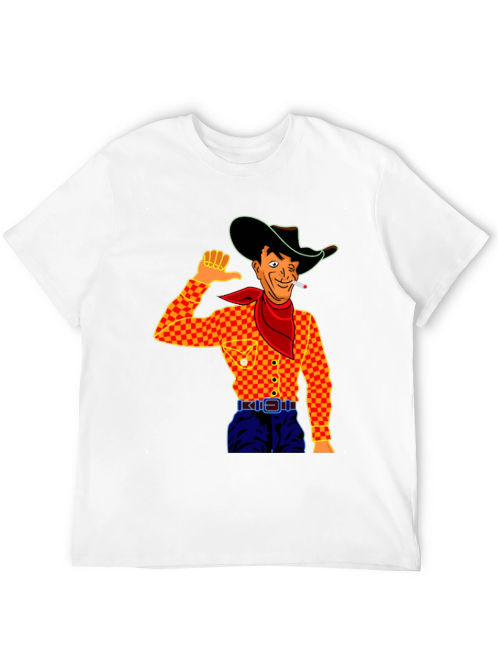 Cowboy Cartoon Graphic Black T-Shirt