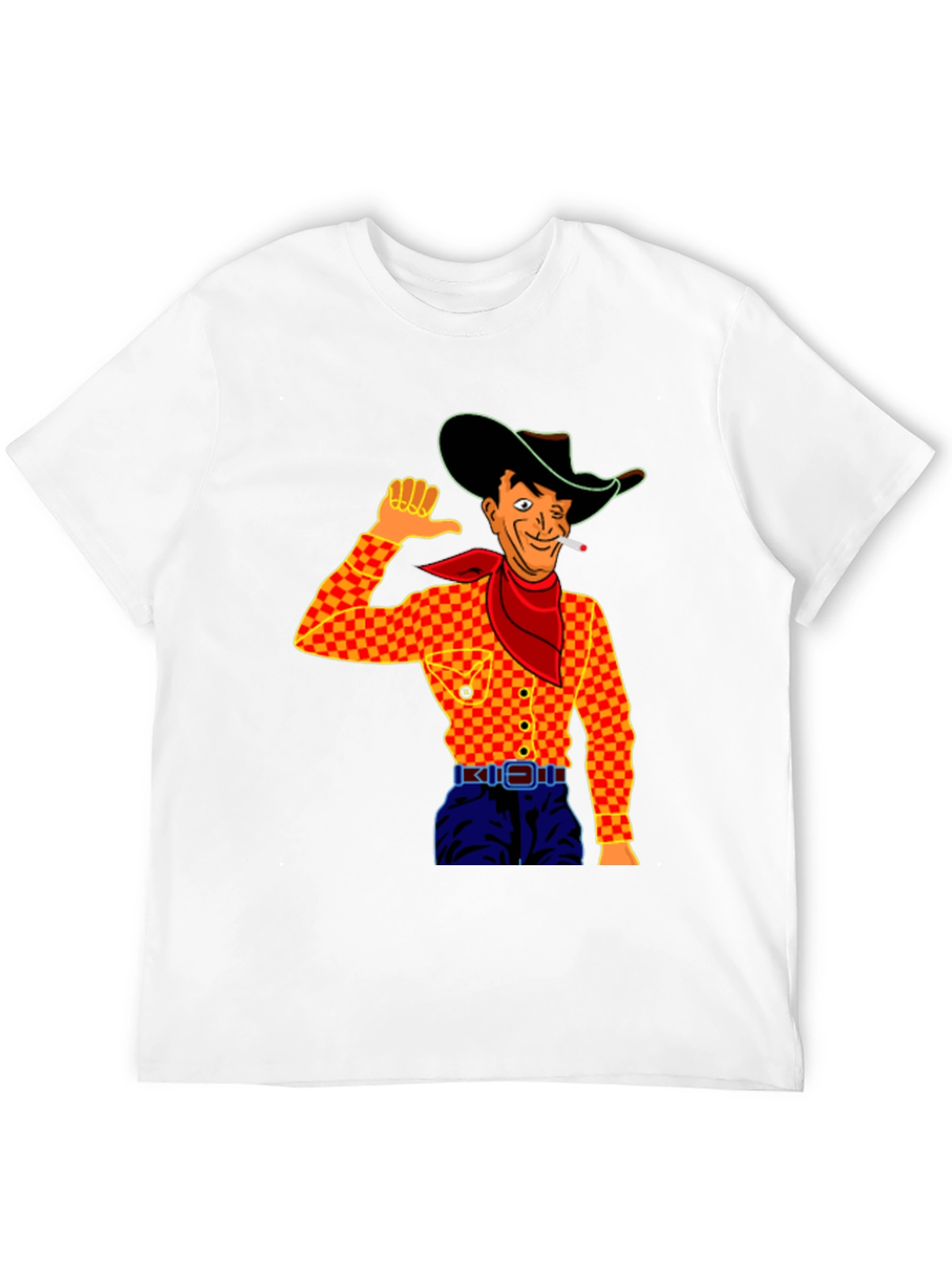 Cowboy Cartoon Graphic Black T-Shirt